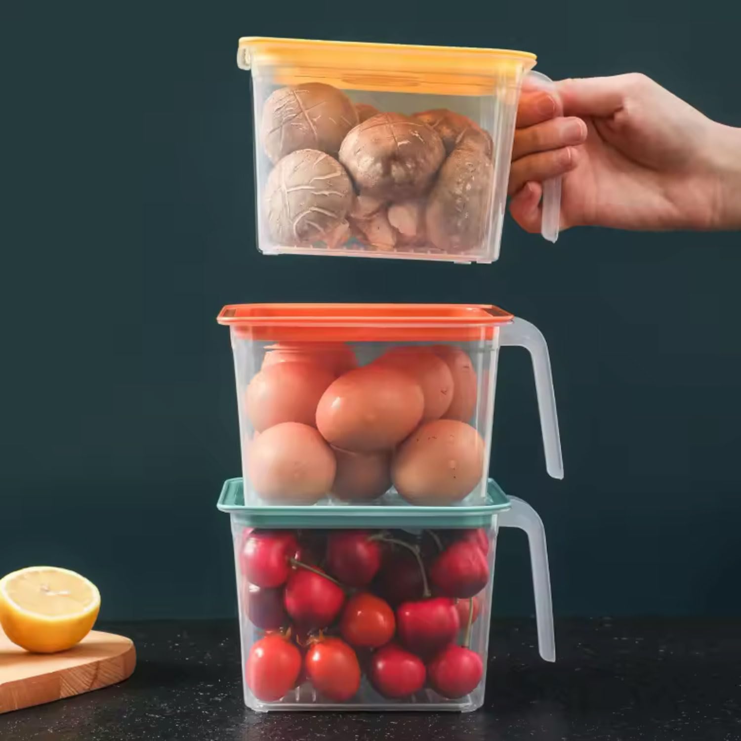 Storage Boxes With Handle & Lid (Pack of 6)